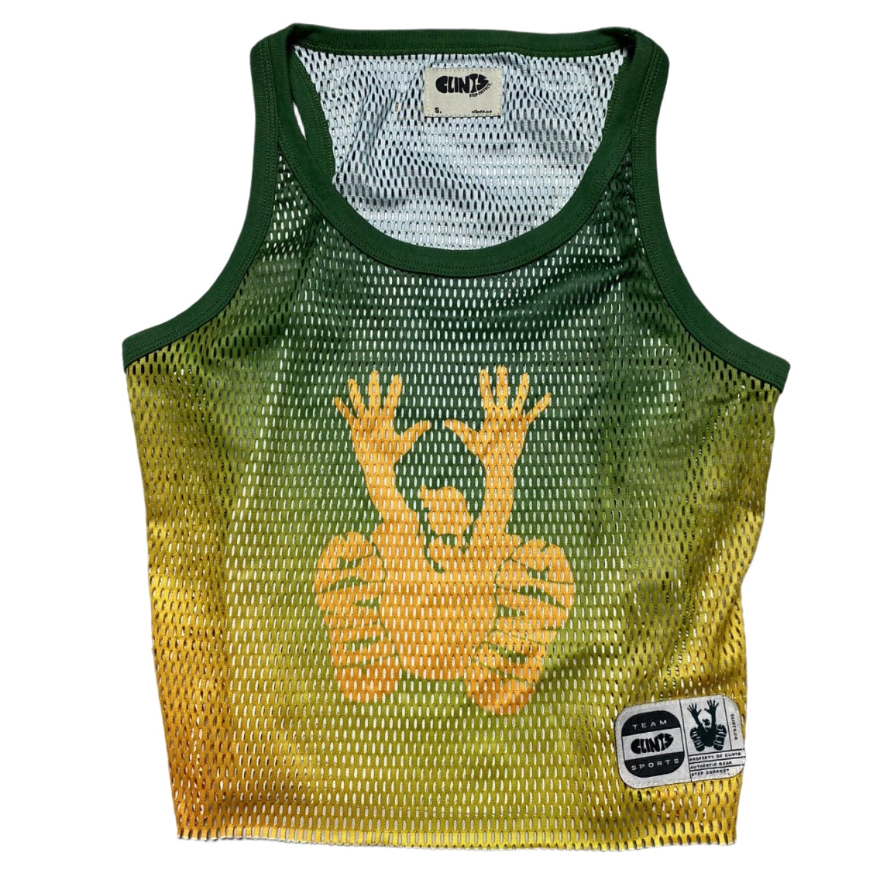 Clints Green and Yellow Ombre Mesh Tank Top Vest (S)
