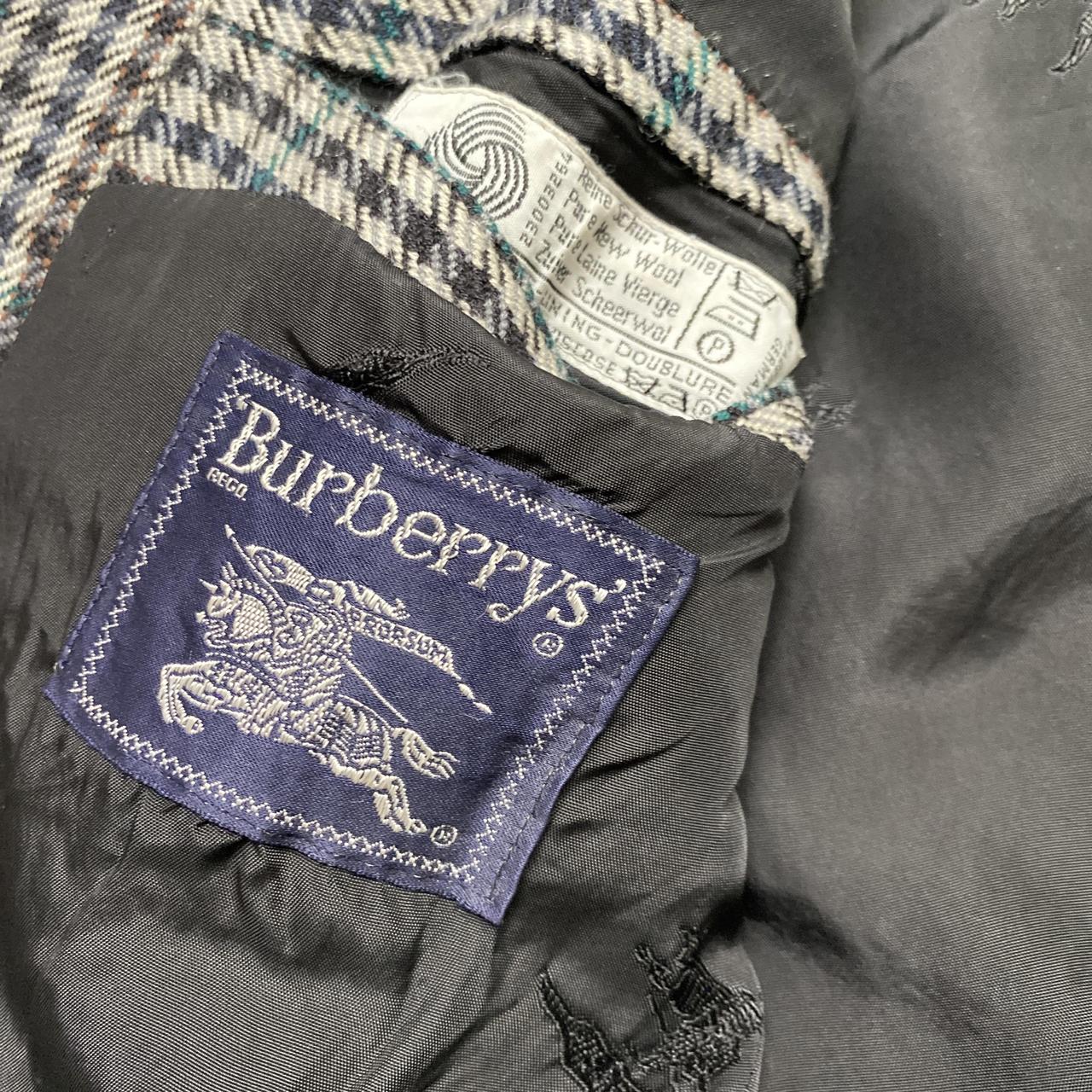 Burberry Vintage Burberrys Black White and Green Tweed Blazer Suit Jacket (L)