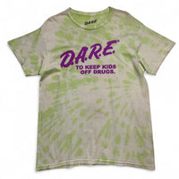 Dare To Keep Kids Off Drugs Green White and Purple Tie Dye T Shirt (L)