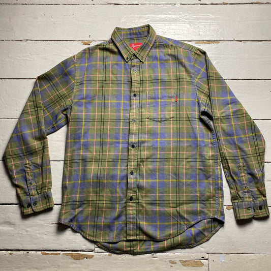 Supreme Plaid Checked Shirt Green Pink and Blue