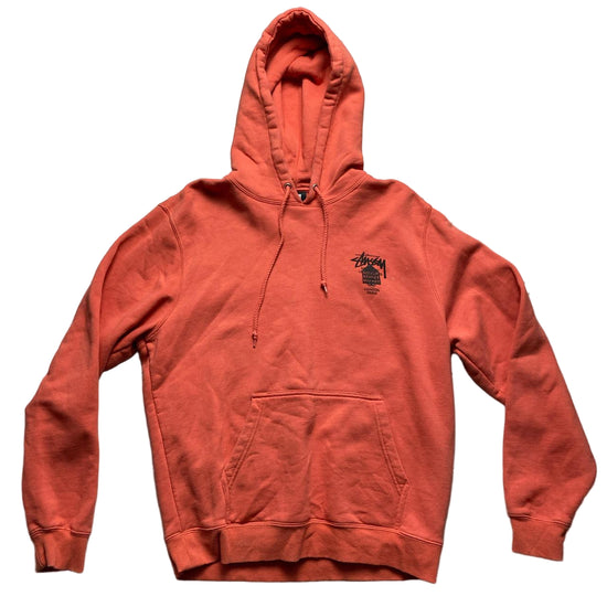 Stussy Dover Street Market Salmon Pink Orange and Black Hoodie (M)