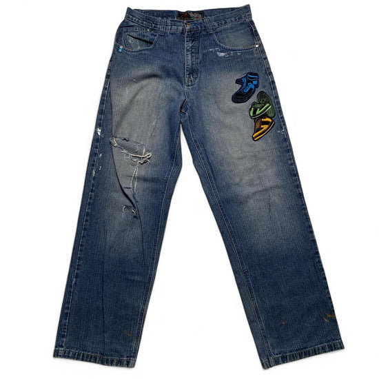 South Pole Vintage Sneaker Embroidery Light Blue Distressed Jeans