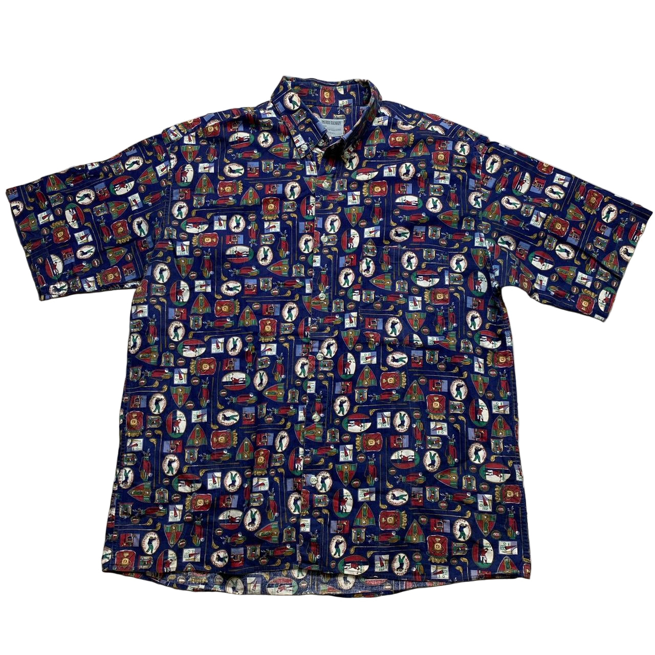Pierre Balmain Vintage 90’s Golf Repeat Print Short Sleeve Summer Shirt (XL)