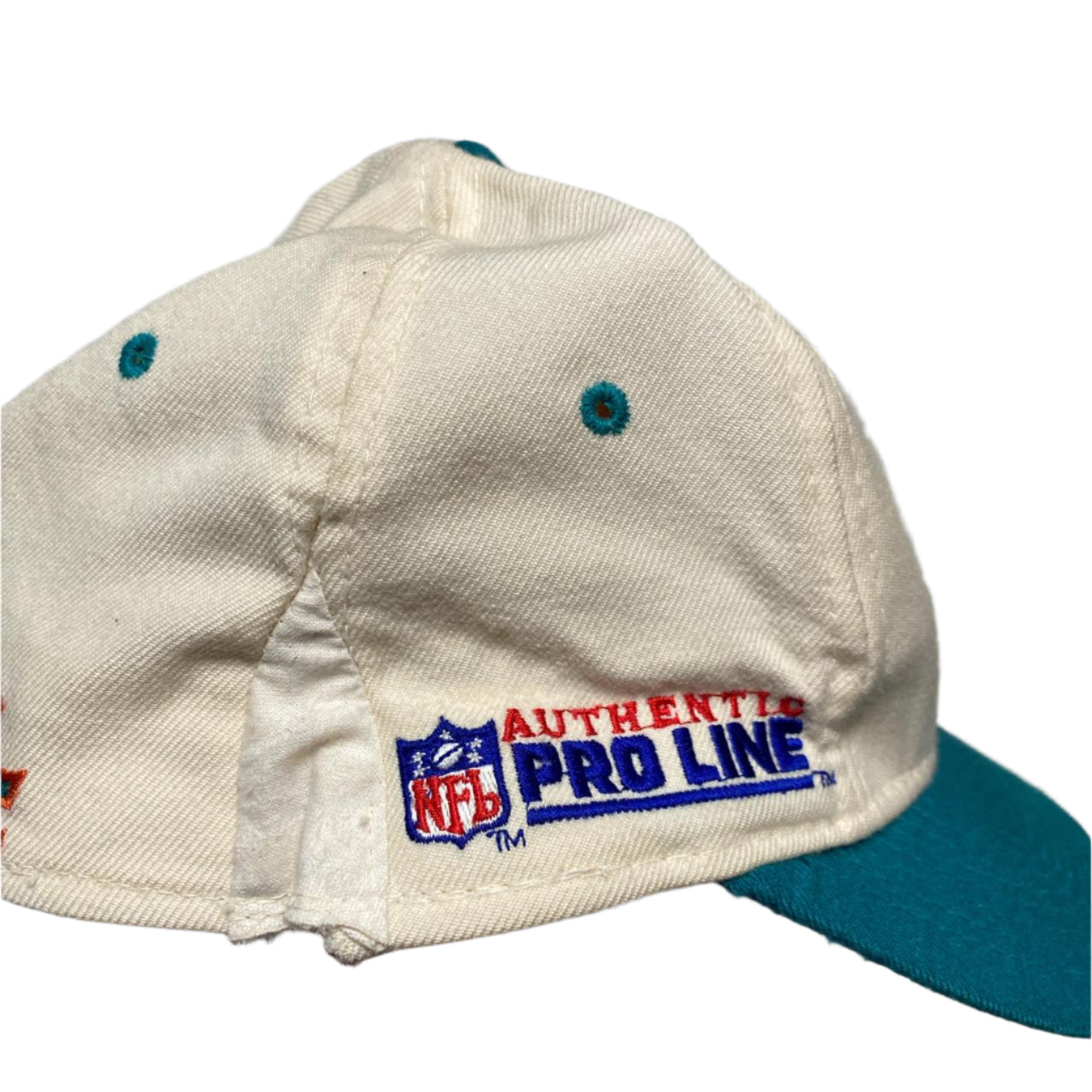 Miami Dolphins Vintage NFL Cream White and Turquoise Fitted Cap