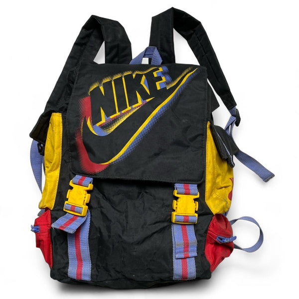 Nike Vintage 90's Black Yellow Red and Blue Backpack Rucksack Bag – Wear Garson Nike Vintage 90's Black Yellow Red and Blue Backpack Rucksack Bag – Wear Garson