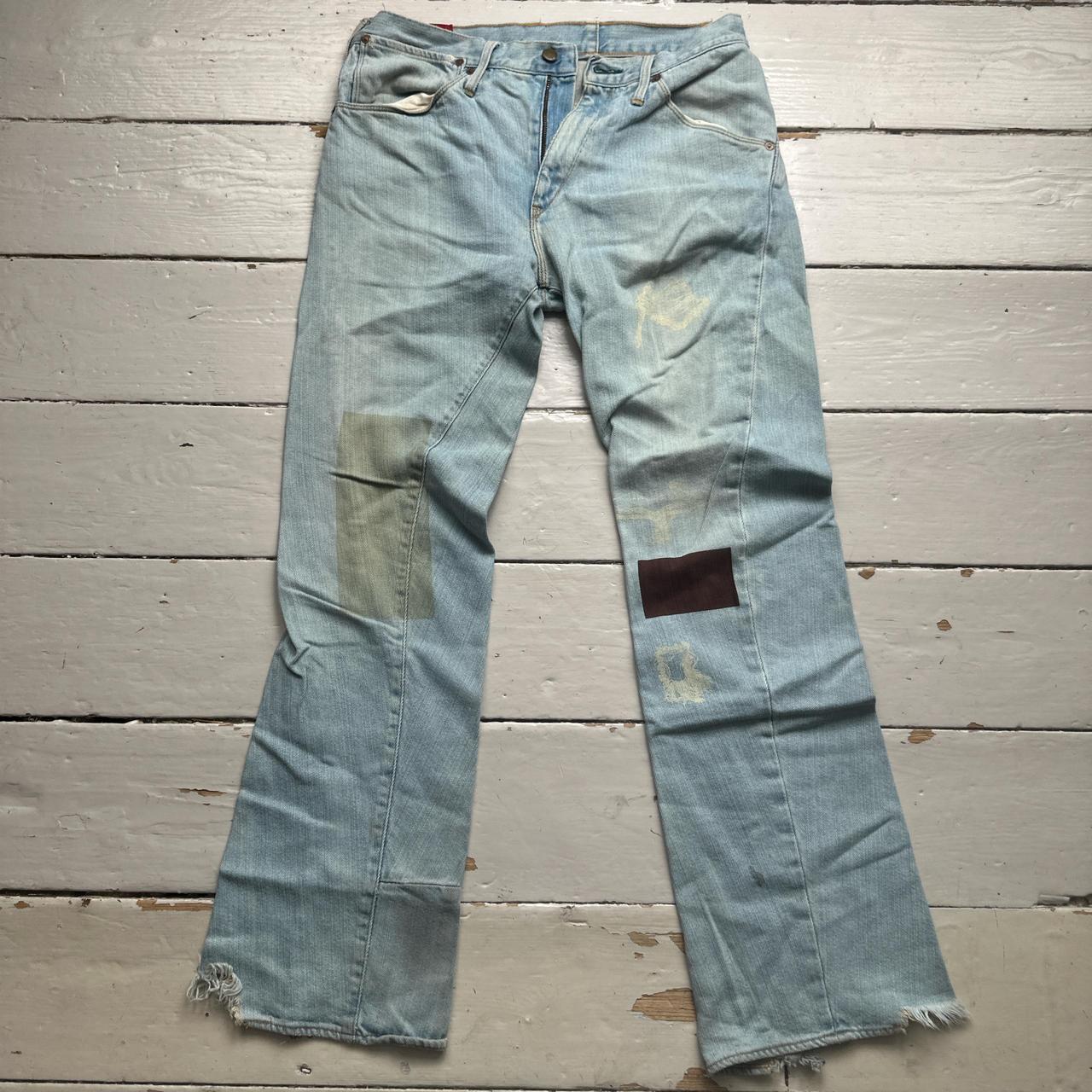 Levis Red Distressed Light Blue Jeans