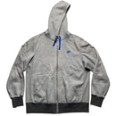 Nike Grey and Blue Swoosh Vintage Hoodie (L)