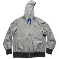 Nike Grey and Blue Swoosh Vintage Hoodie (L)