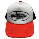 Corteiz Black White and Red Trucker Cap