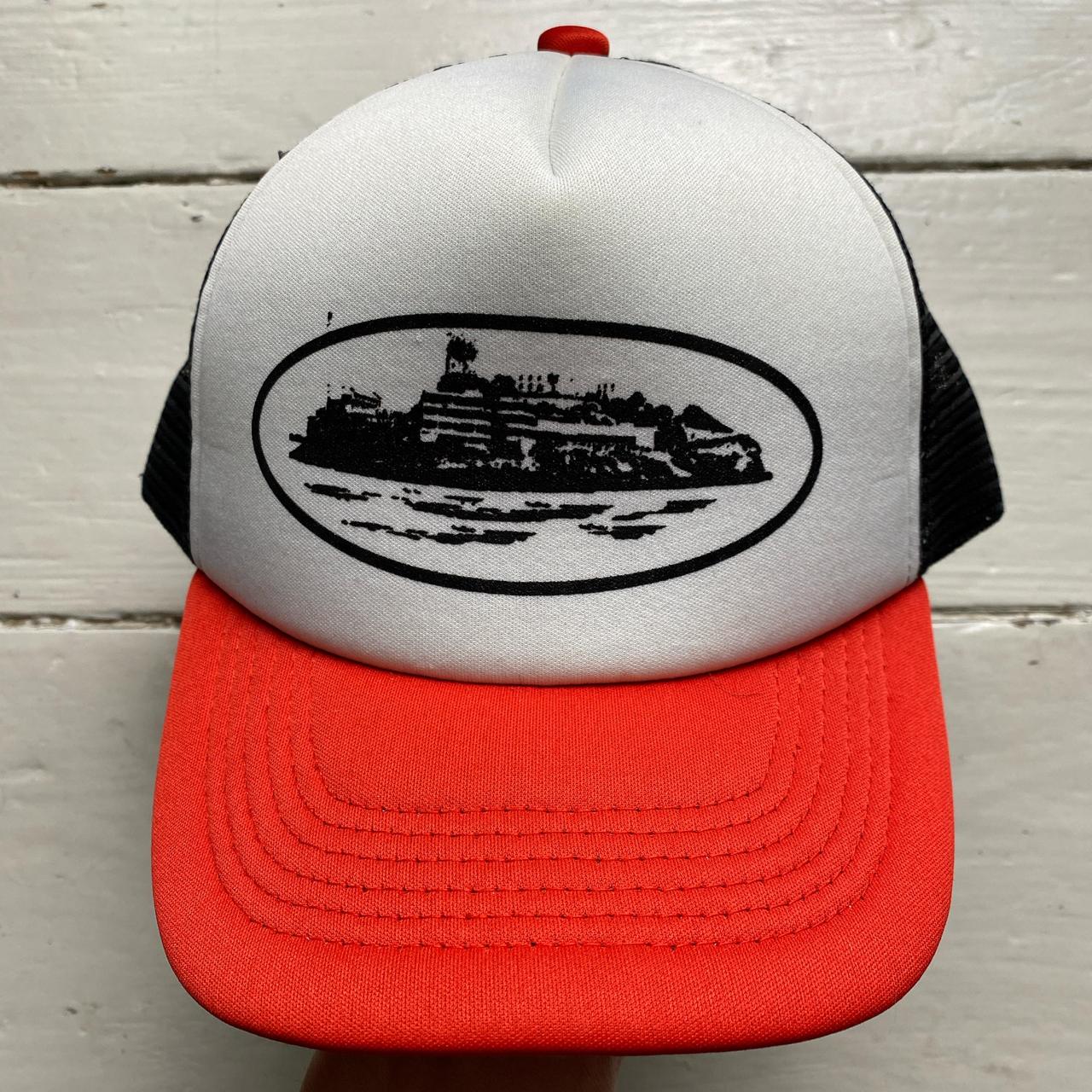 Corteiz Black White and Red Trucker Cap