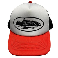 Corteiz Black White and Red Trucker Cap