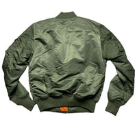 Alpha Industries Khaki Military Green and Orange Bomber Jacket (S)