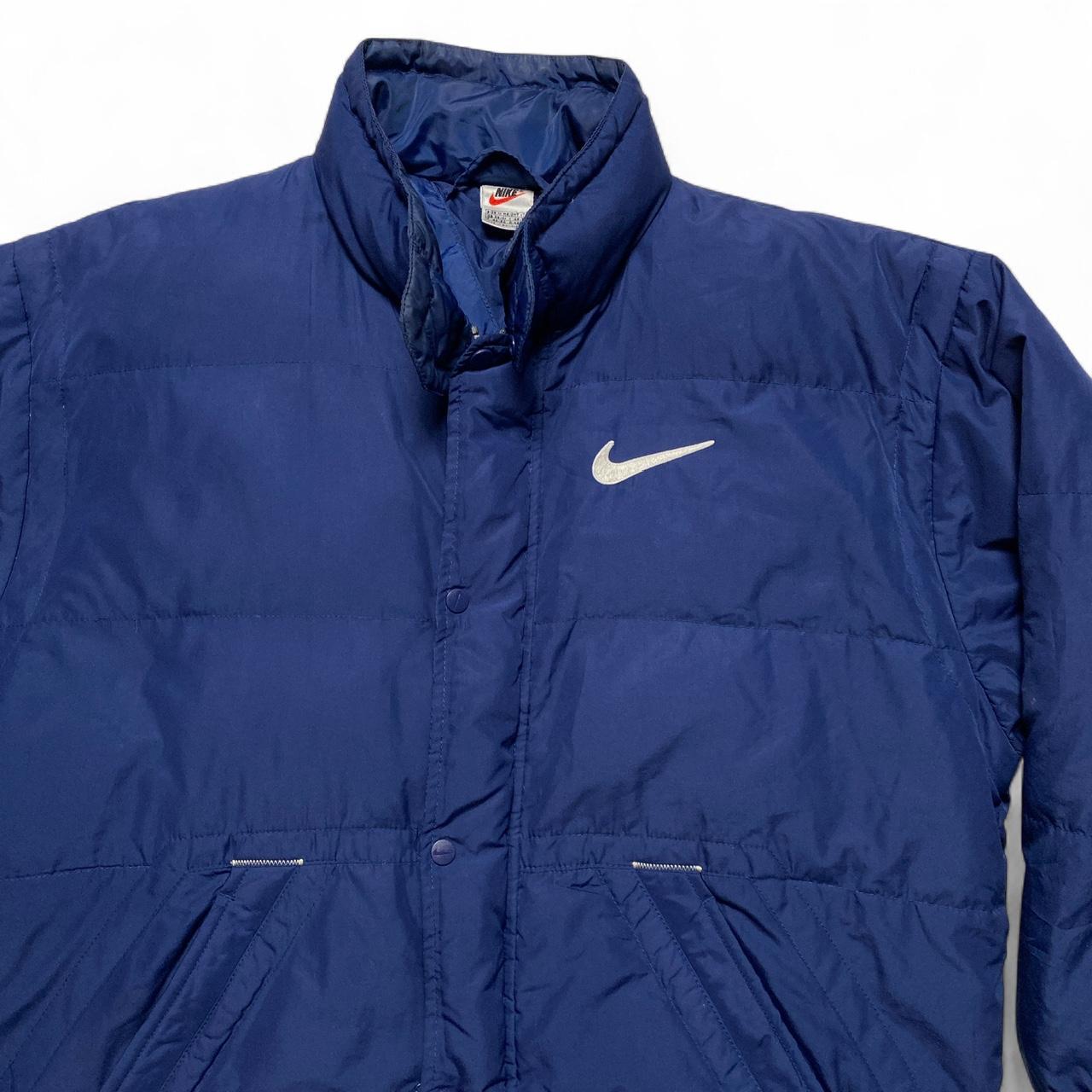 Nike Vintage 90’s Navy and White Big Swoosh Puffer Jacket