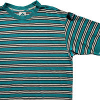 Adidas Equipment Vintage 90’s Green and Cream Striped T Shirt Jersey (XL)