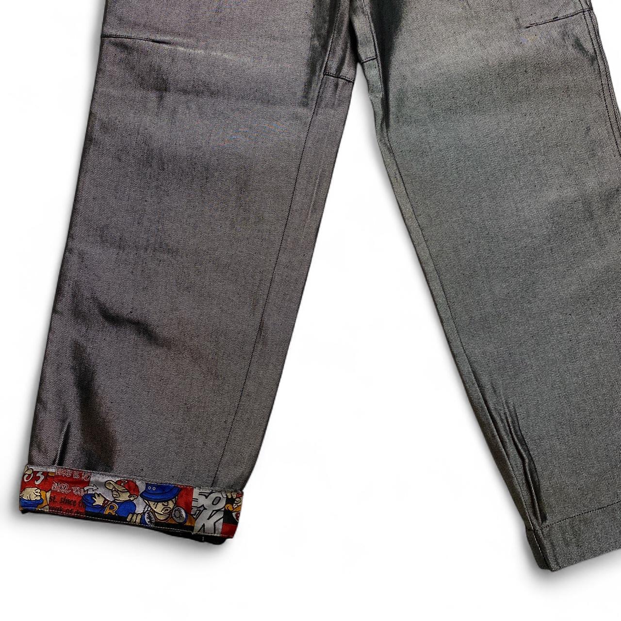 School Of Hard Knocks Vintage Y2K 90’s Shiny Metallic Silver Denim Baggy Hip Hop Graffiti B Boy Char