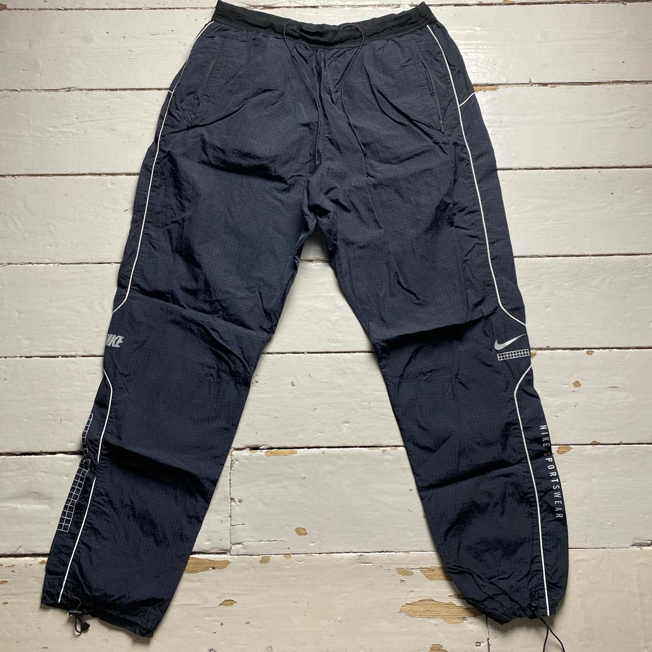 Nike Black and Silver Shell Trackpant Bottoms