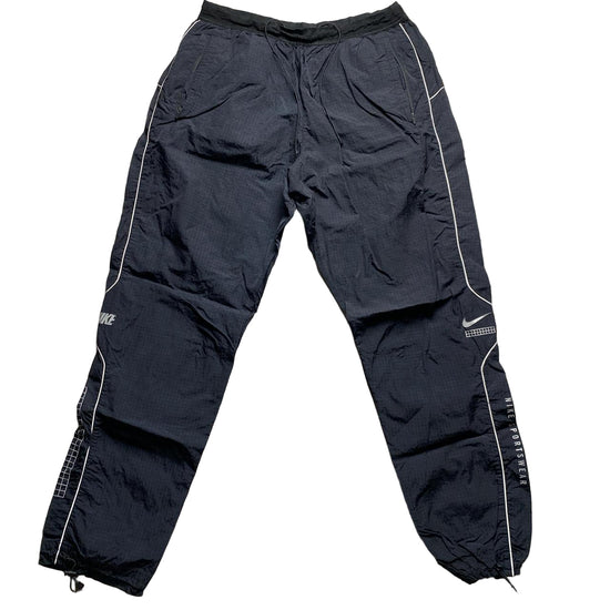 Nike Black and Silver Shell Trackpant Bottoms (XL)