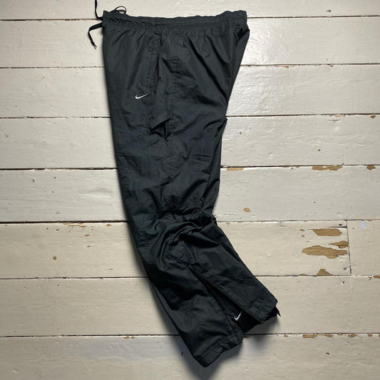 Nike Swoosh Black and White Baggy Shell Trackpant Bottoms
