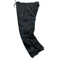 Nike Swoosh Black and White Baggy Shell Trackpant Bottoms (XL)