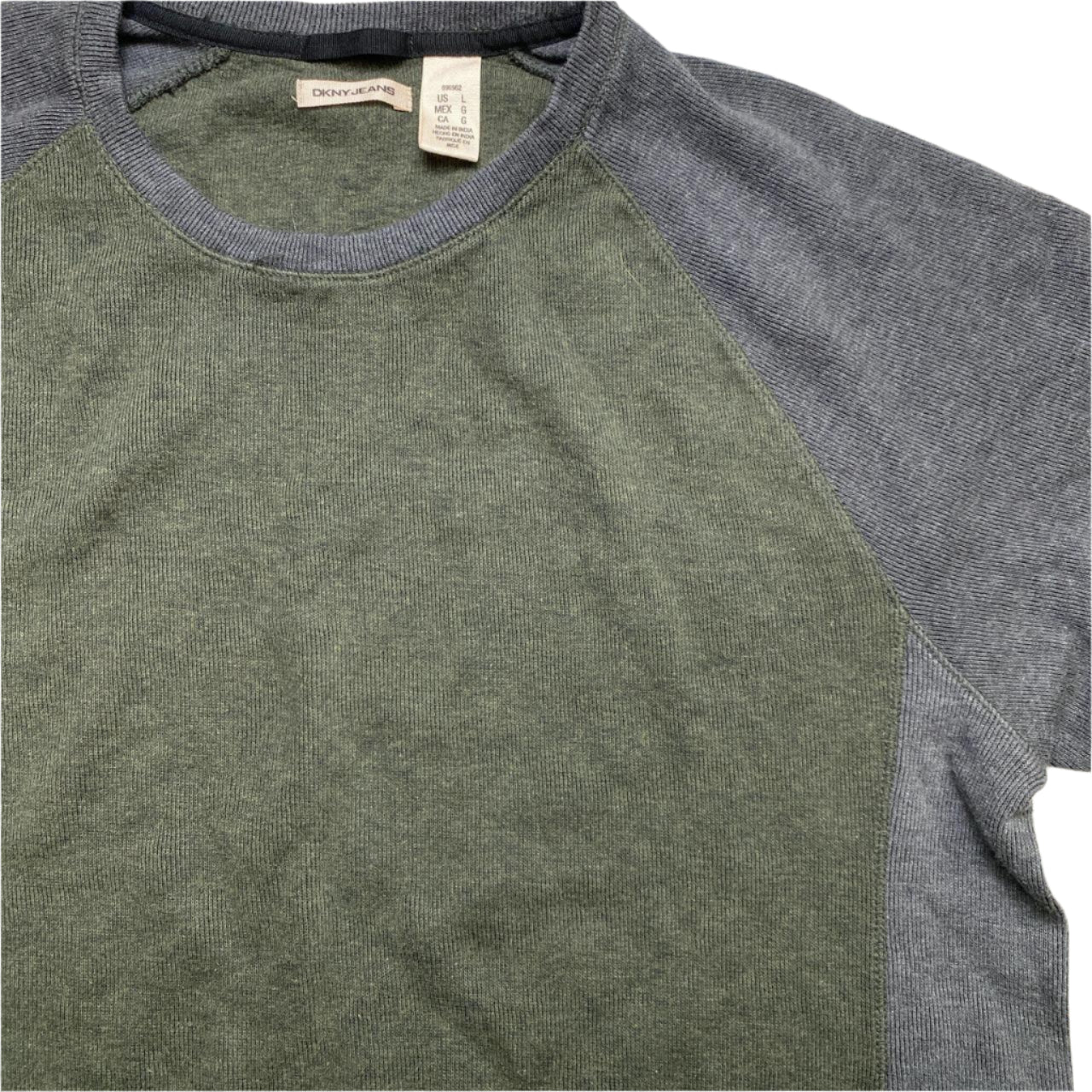 DKNY Khaki Green and Grey Jumper (L)