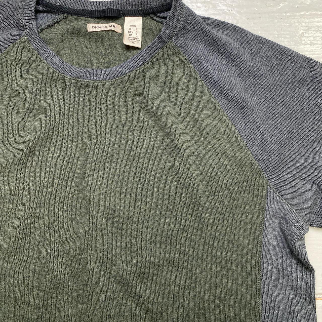 DKNY Khaki Green and Grey Jumper