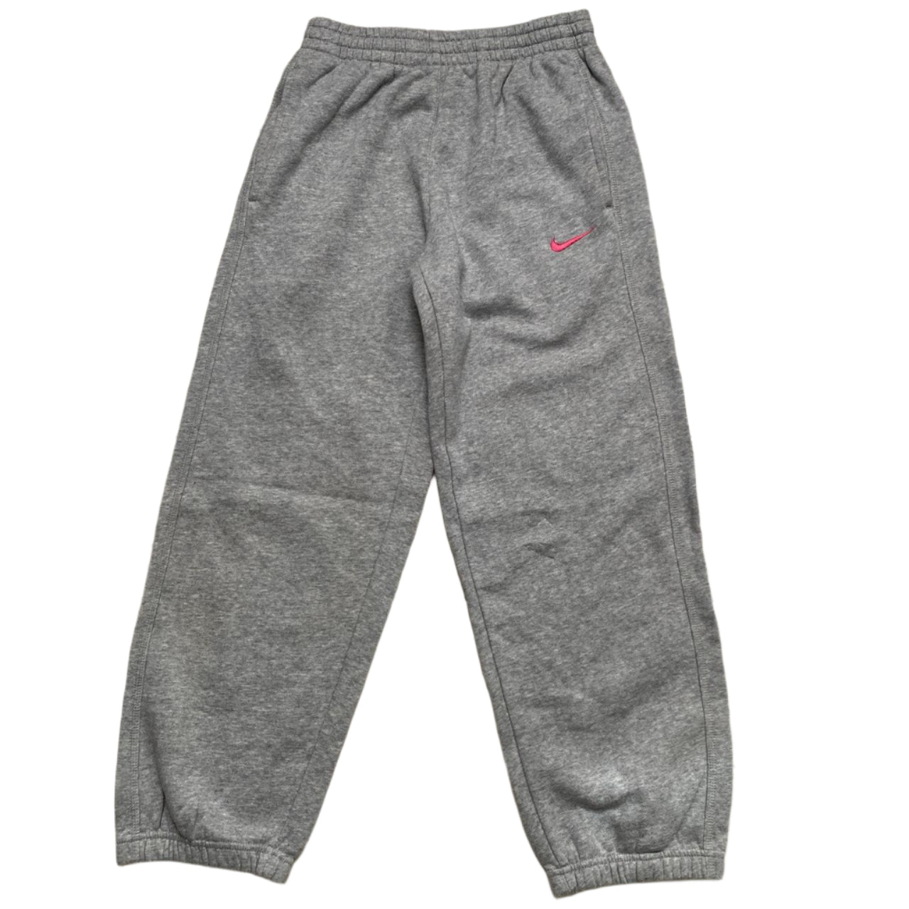 Nike Grey and Pink Swoosh Baggy Joggers (XS)