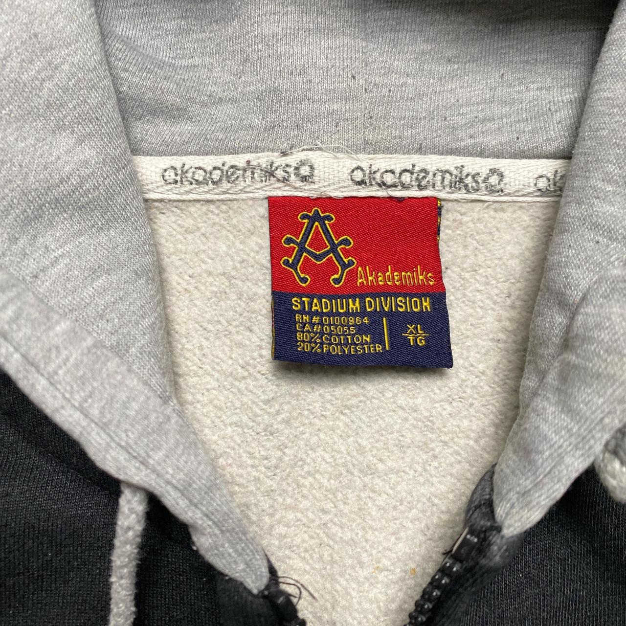 Akademiks Grey Black and Yellow Vintage Hoodie (XL)