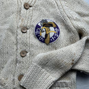 Evisu Vintage Wool Cream Button Up Embroidery Heron Jumper (L)