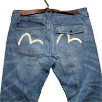 Evisu Vintage Blue and White Daicock Jeans (38W)
