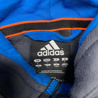 Adidas Performance Essentials 3 Stripe Grey Black and Tri Blue Hoodie (L)