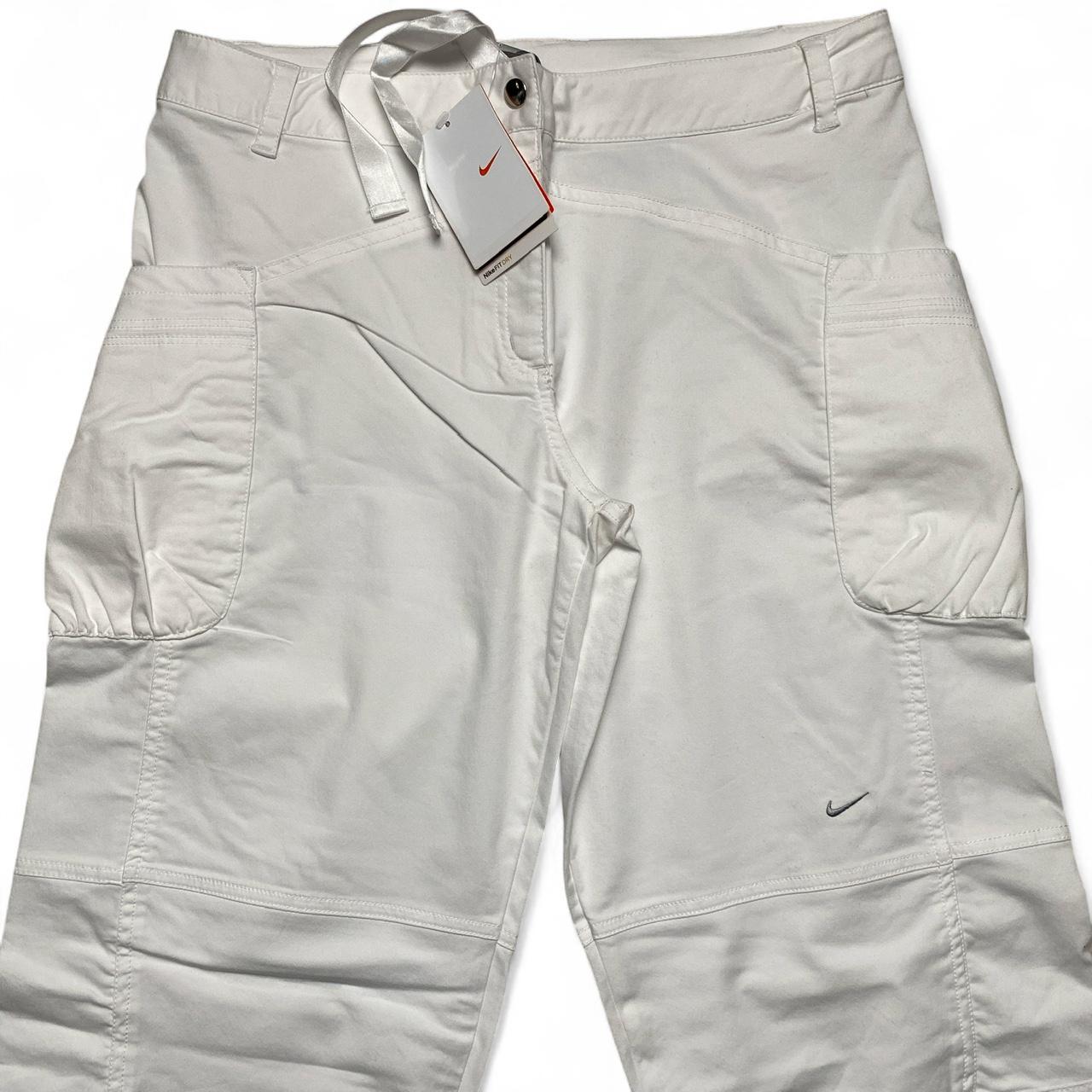 Nike Vintage y2k Womens White and Silver Small Swoosh Cargo Trousers (12)