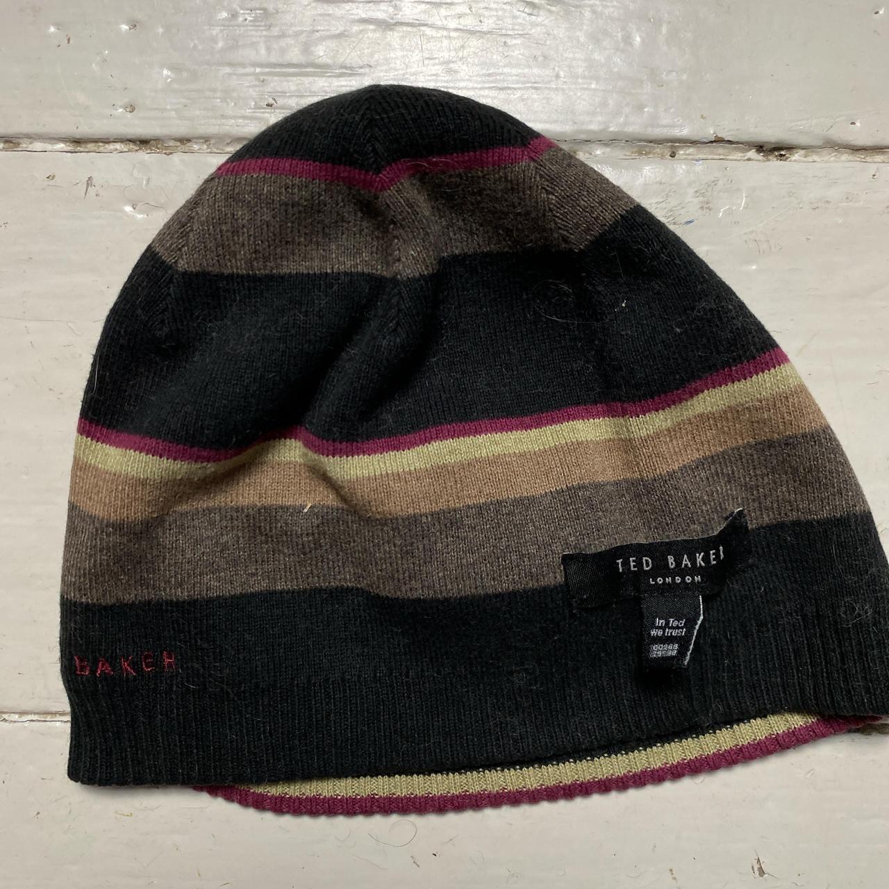 Ted Baker Black and Pink Stripe Beanie Hat