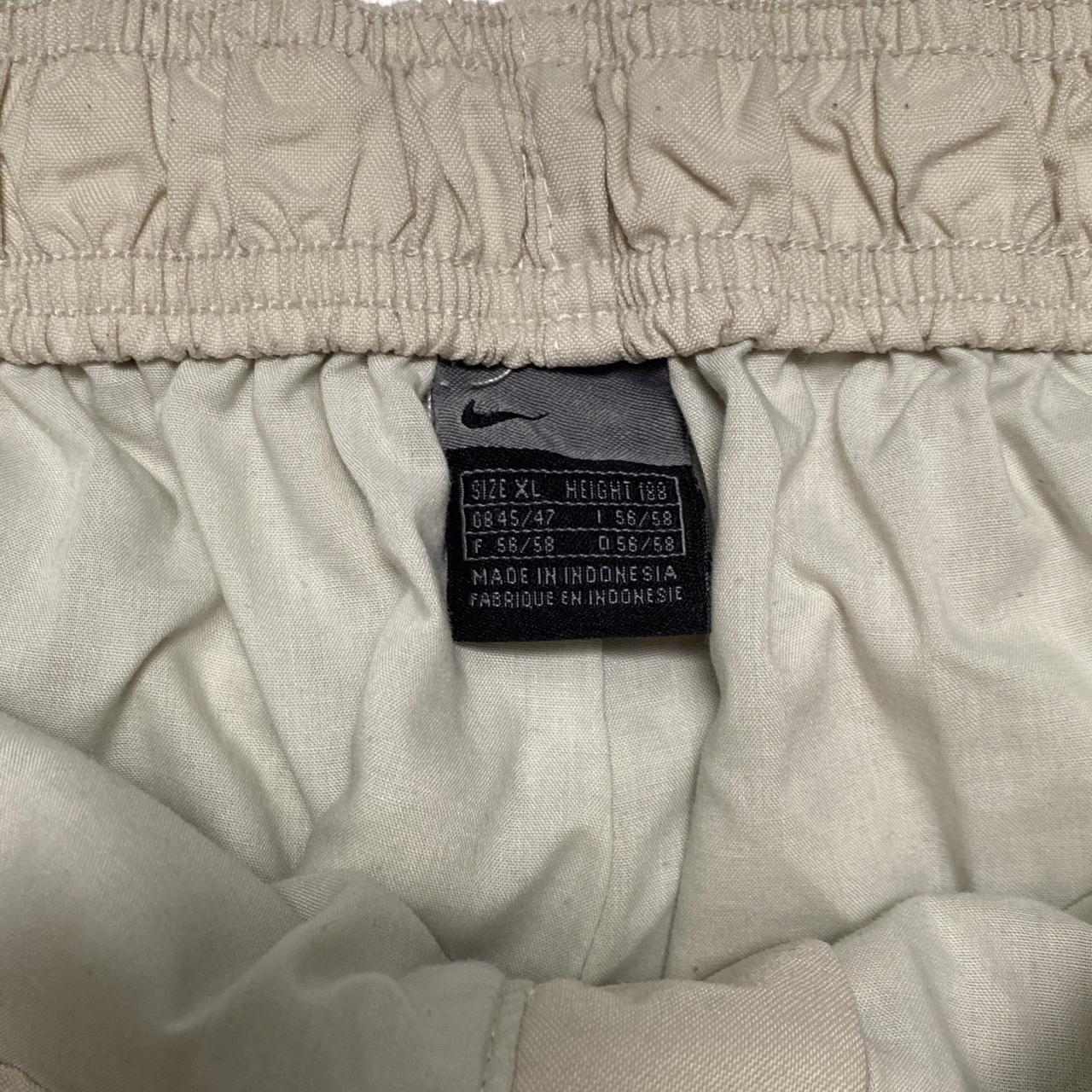 Nike Beige Y2K Vintage Shell Trackpant Hexi Logo Red White Swoosh Bottoms (XL)