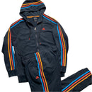 Adidas Performance Essentials Black Orange Red and Blue Multi Colour Full Tracksuit (M/S)
