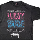 Stussy Black Pink Blue and White Vintage T Shirt (L)
