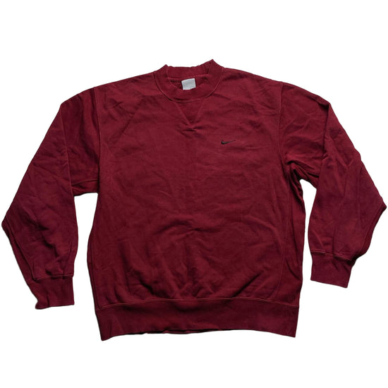 Nike Vintage y2k Burgundy and Black Swoosh Jumper (M)