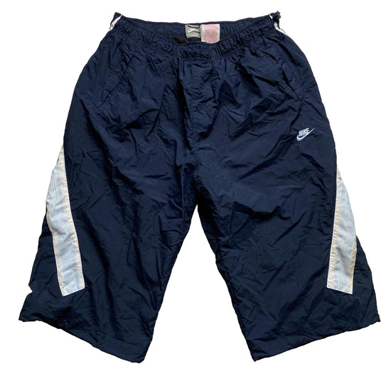 Nike Vintage y2k Navy Light Blue and White Shell Trackpant Shorts (2XL)