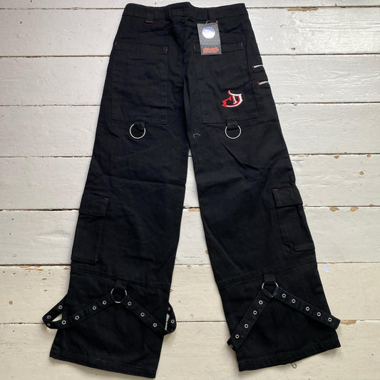 Criminal Damage Bondage Black White and Red Embroidery Baggy Jeans