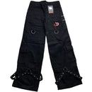 Criminal Damage Bondage Black White and Red Embroidery Baggy Jeans (30W)