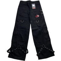 Criminal Damage Bondage Black White and Red Embroidery Baggy Jeans (30W)