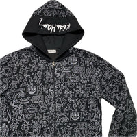 Keith Haring Black and Quite All Over Art Prints Hoodie (XL)