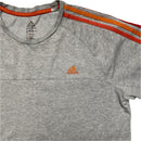 Adidas Performance Essentials Grey Red and Orange Tri Stripe Colours T Shirt (L)