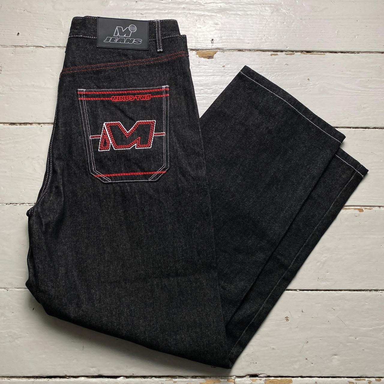 Minus Two Jean Black Charcoal Grey and Red Embroidery Jeans