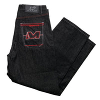 Minus Two Jean Black Charcoal Grey and Red Embroidery Jeans (32W/36W)