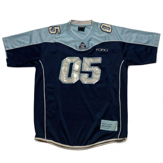 FUBU Vintage Baby Light Blue Navy and White Jersey (M)