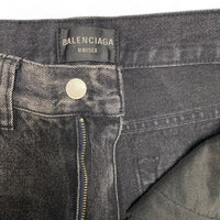 Balenciaga Charcoal Grey Baggy Flared Distressed Jeans (2XS)