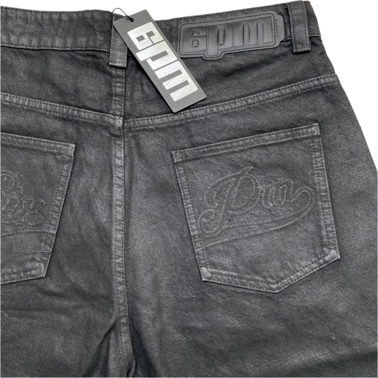 6PM SixPM Season Black Shiny Denim Jorts Jean Shorts (W 32)