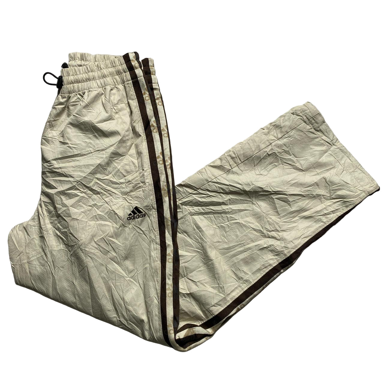 Adidas Cream and Brown Shell Trackpant Bottoms (S)
