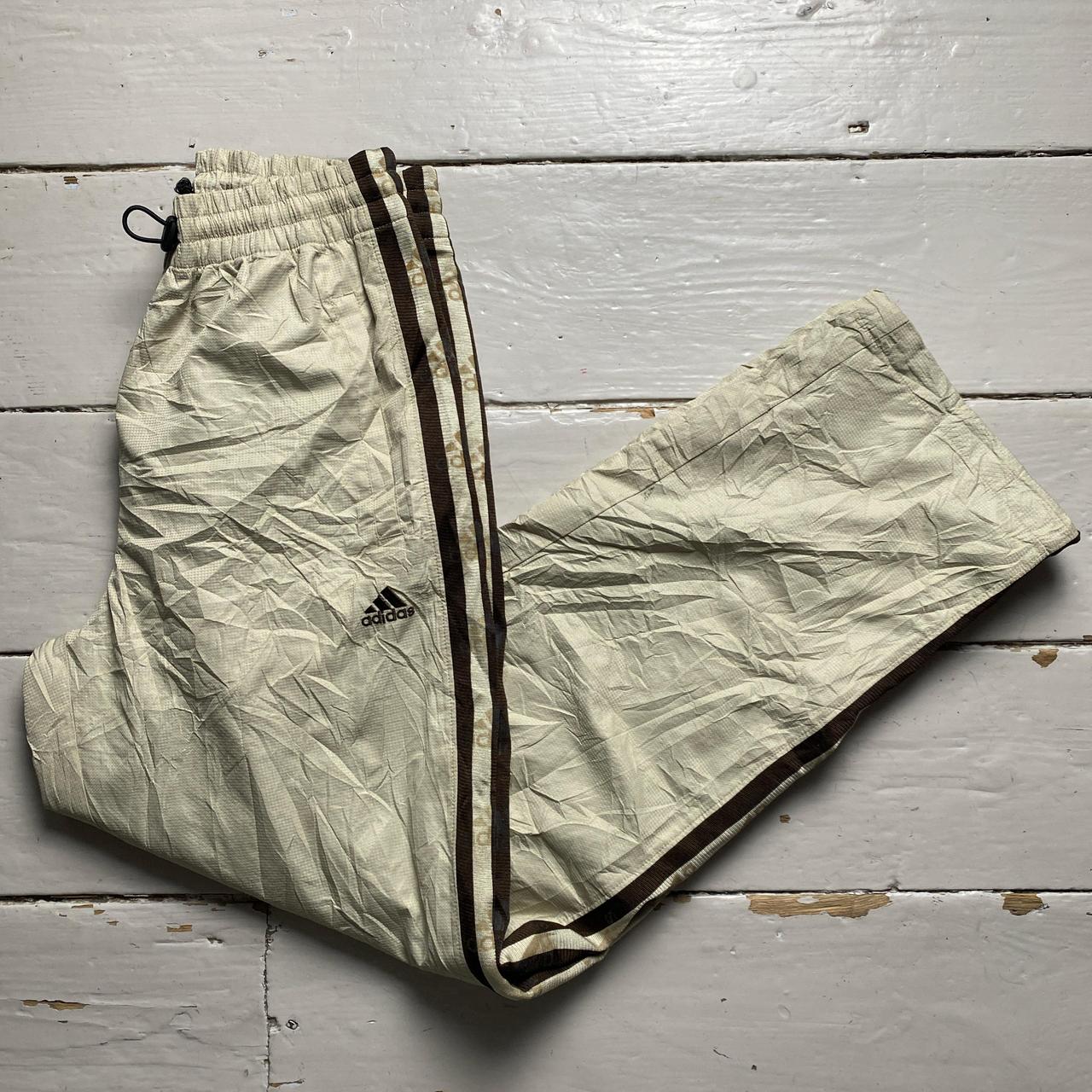 Adidas Cream and Brown Shell Trackpant Bottoms