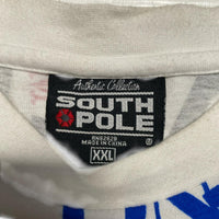 South Pole White Black Blue and Red Vintage 90’s y2k All Over Prints T Shirt (2XL)